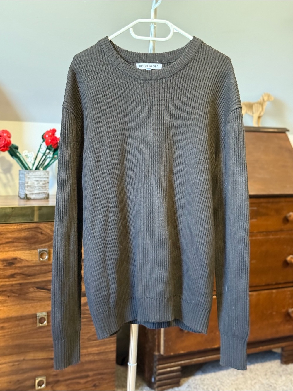 Men's Ribbed Crewneck Sweater - Charcoal Gray